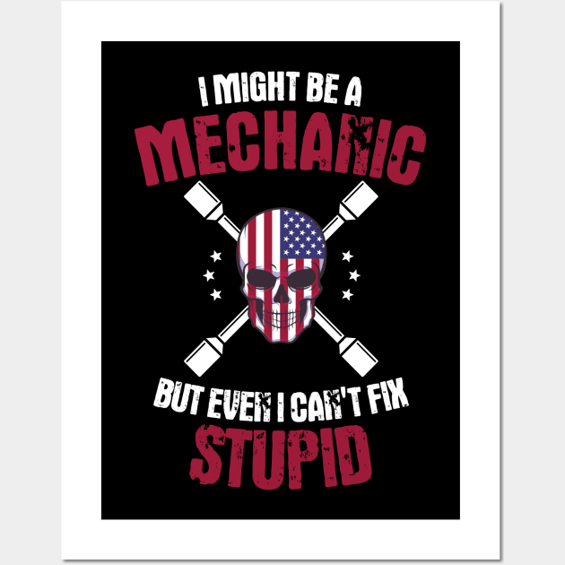 Patriotic Mechanic Diesel Mechanic Gift Idea Wall Art by MGO Design